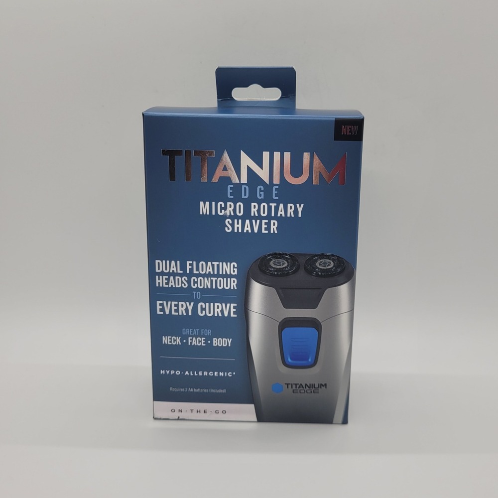 Titanium Edge Micro Rotary Shaver Dual Floating Heads Cordless Travel Razor NEW